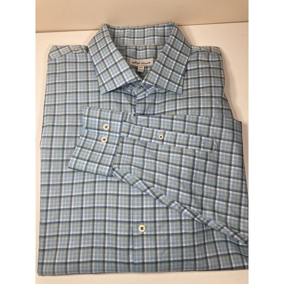 Peter Millar Other - Peter Millar Long Sleeve Men's Shirt Blue Checked Size XXL EUC